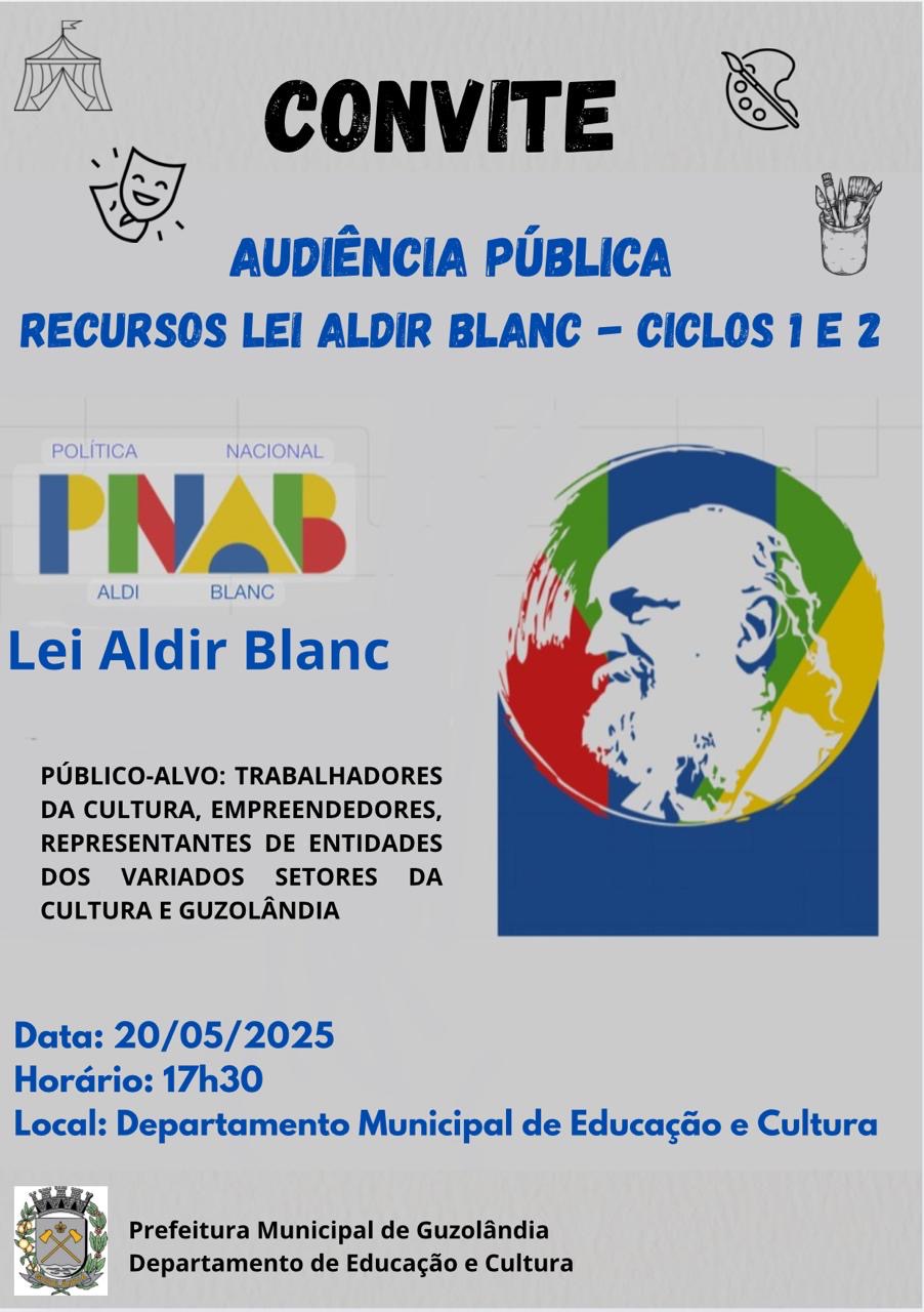 Convite audiência pública recursos Lei Aldir Blanc 